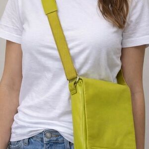 Bree Lime Leather Crossbody Bag adjustable strap
